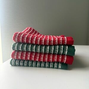 Set of 4 Dish Cloths Red/Green Hearth & Hand with Magnolia Christmas Holiday